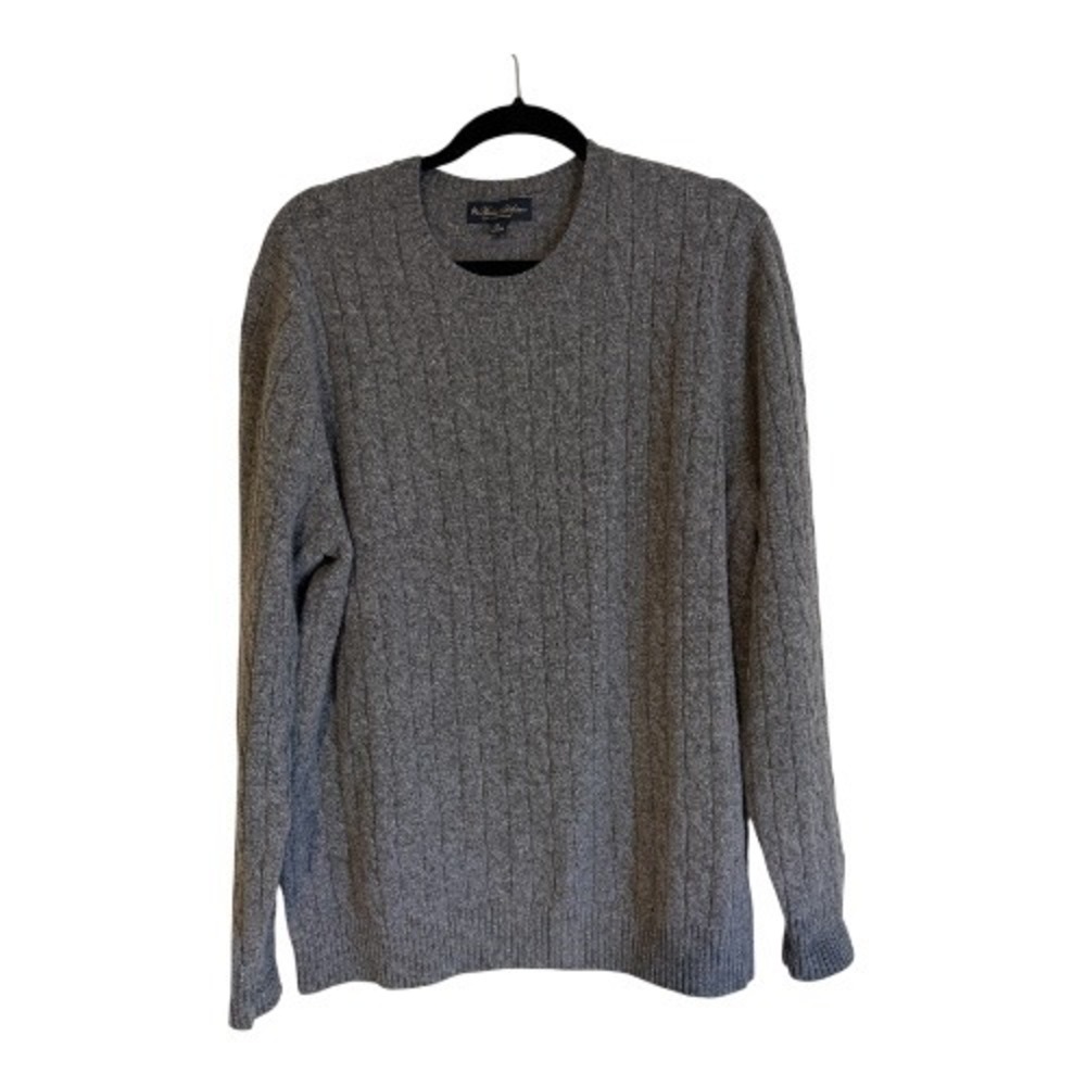 Brooks Brothers Sweater Mens‎ XL Gray English Lambswool Cable Knit Crewneck XL